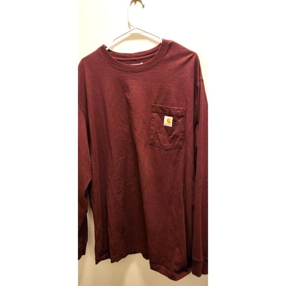 Carhartt Men's Heavyweight Long Sleeve Shirt XL Burgundy color - Picture 3 of 5